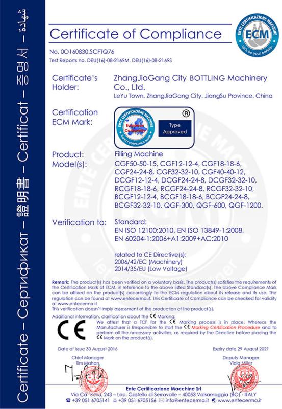 CE - ZhangJiaGang City BOTTLING machinery Co.,Ltd.