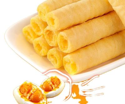 China Salted Egg Yolk Waffle Sandwich Cookies Salty Egg Roll Snacks for sale