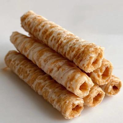 China Cylinder Shape Waffle Sandwich Cookies Thai Snacks Coconut Crispy Rolls for sale