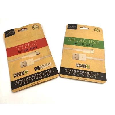 China Tear Notch Kraft Paper Packaging Bags For Electronic Component USB Cable for sale