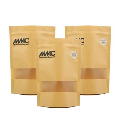 China Heat Seal Kraft Paper Ziplock Bag With Window Smell Proof 320*250*90mm à venda