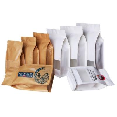 China Custom White Kraft Paper Packaging Bags Eight Sides Seal Matt Varnish For Display en venta
