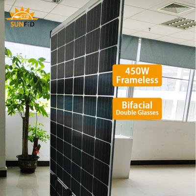Китай Frameless 450W Monocrystalline панель солнечных батарей Bifacial 10BB продается