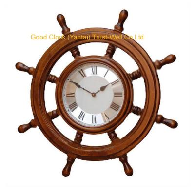 China ship steering wheel clocks,steering wheek clocks,wooden wheel steering clock,rudder wall clock,quartz helm wall clock for sale