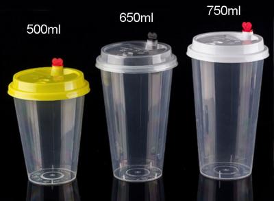 China Milk Tea Smoothie Disposable Plastic Cups Round Shape 500ml 650ml 750ml for sale