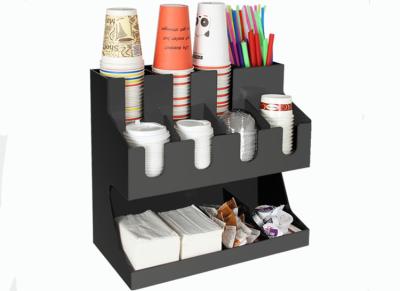 China Restaurant Paper Cup Holder Stand Acrylic Tissue Straw Box Storage Rack for sale