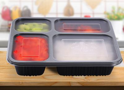 China 222x192mm PP 4 Compartment Food Tray , Disposable Take Out Food Containers for sale