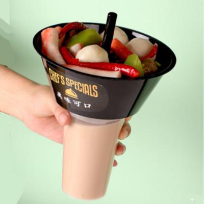 China Popular Disposable Plastic Dessert Bowls And Cups Round With Straw Hole for sale