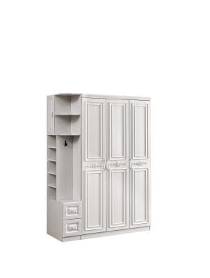 China Anti Deformation White Wooden Wardrobe With 3 Door ISO9001 Dustproof for sale