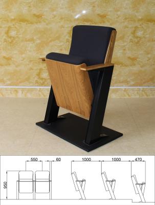 China ISO9001 Black Movie Theater Folding Cinema Seats Chairs Hypoallergenic Removable for sale