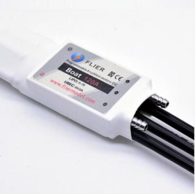 China Vinyl Rc Model Boat Speed Controllers , Rc Boat Motor Esc 3-7S Lipo 120A 5V/2A for sale