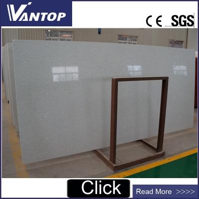 China VANTOP STONE Foshan Man Made Sparkling White Quartz Stone Surface for Window Sill for sale