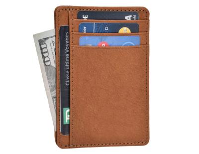 China Caixa de cartão de couro magro RFID da carteira dos homens que obstrui minimalista esperto à venda