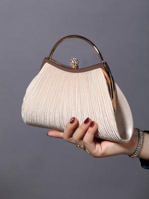 China EUROPE AND THE UNITED STATES RETRO SOLID COLOR PLEATED HAND RING FASHION LOCK CLOSED DINNER BAG CHAIN CROSSBODY BAG for sale