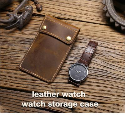 China CROSS-BORDER RETRO CRAZY HORSE LEATHER WATCH BAG CONVENIENT CREATIVE LEATHER WATCH STORAGE HOLSTER en venta
