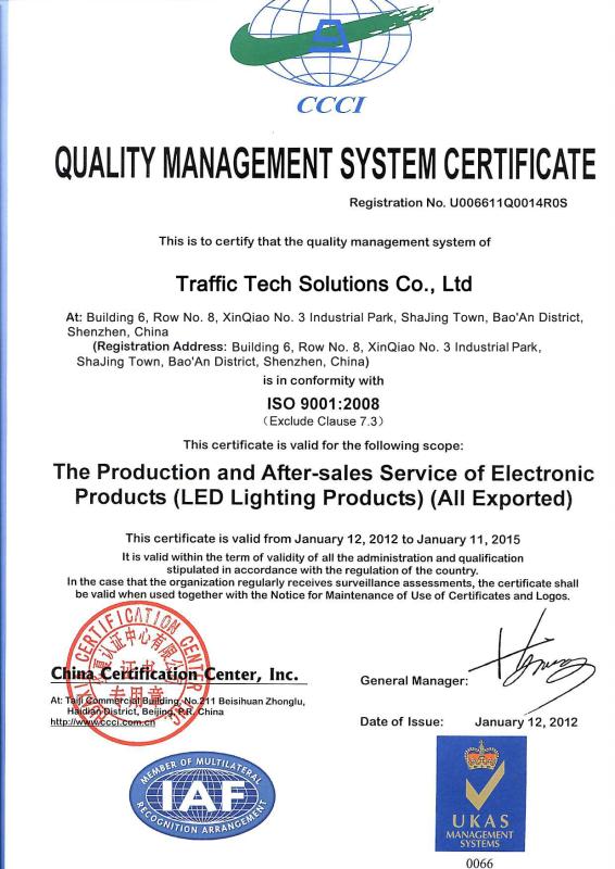 ISO 9001 - Traffic Tech Solutions Co., Ltd.