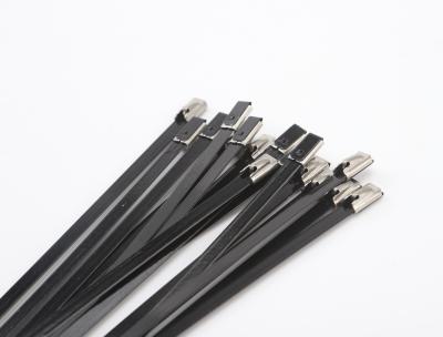 China Ball Self Locked PVC Coated Stainless Steel Cable Ties 12mm for sale