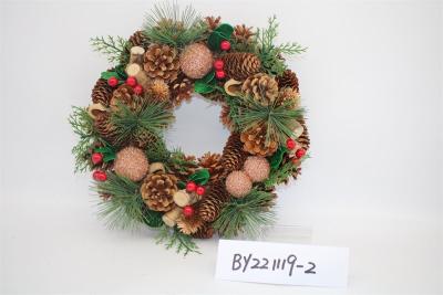 China Wholesale Artificial Christmas Door Decoration Supplies Nature Pine Cone Large Christmas Wreath Garland Decor for sale