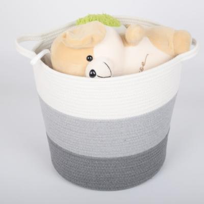 China Decorative custom woven cotton rope laundry toys candy storage fabric small round container wholesale spa gift baskets s for sale