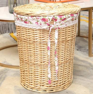 China Cheap Storage Rattan Wicker Willow Laundry Basket With Lid Fashion Natural Baskets ECO Friendly Storage Factory Supply for sale
