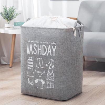 China White Kids Baby Cotton Canvas Fabric Storage Bin Dirty Cloth Toys Collecting Basket Set Foldable Custom Laundry Bags for sale