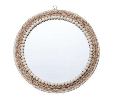China Design Natural Bathroom Large Wall Decorative Woven Custom Framed Wooden Rattan Wicker Willow Mirror for sale