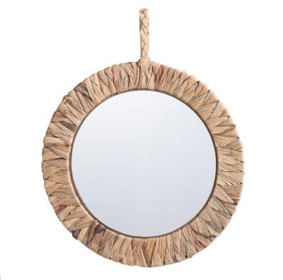 China Wall Mounted Hanging Make Up Decoration Handmade Natural Seagrass Mirror for sale