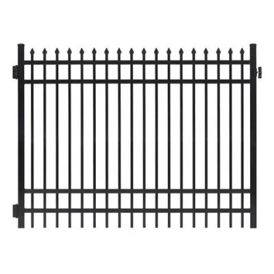 China 4 Rails Tubular Steel Fence Horizontal Spear Points Sharp Top Steel Bar Fence for sale