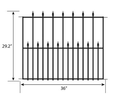 China Steel 3 Rail Black Aluminum Fence 30 In. X 36 In. Hot Dipped Galvanzied for sale