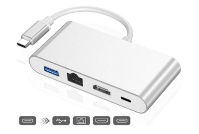 China 31004, USB Type C to HDMI USB3.0 LAN/RJ45 PD Charging Adapter for sale