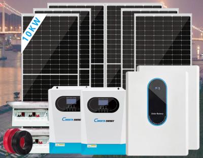 Chine Complete set 10000w hybrid off grid 2kw 5kw 10kw 20kw solar energy system 10 kw solar power systems à vendre