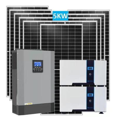 China Complete Set 5KW 10KW 15KW 5000W Solar Photovoltaic System Solar Power Kit On Hybrid Grid Solar Energy System à venda