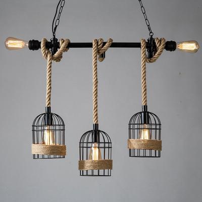 China Loft Industrial Iron Metal Cage Ceiling Light Cord E27 Antique Rust Lights for sale