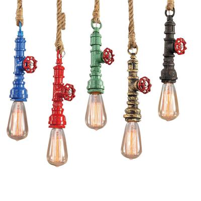 China Retro E27 Vintage Pendant Lamps Loft Hemp  Water Pipe Pendant Light for sale