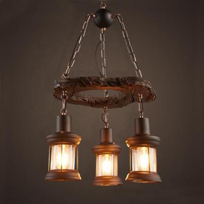 China Rustiy Indoor Decoration Wood And Metal Pendant Light Ce Rohs Certification for sale