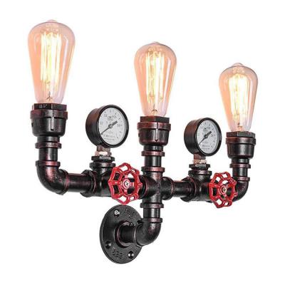 China Indoor E26 / E27 Filament Wall Lights Three - Head Water Pipe Wall Lamp for sale