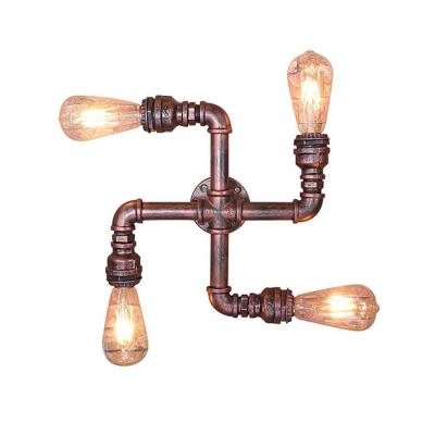 China E27 Antique Filament Bulb Wall Lights Metal Water Pipe Wall Light Sconces for sale