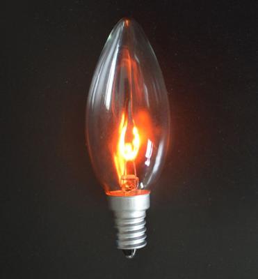 China C35 3W E14 llevó ahorro de la energía blanco caliente del bulbo de la llama del globo de la bombilla del efecto de la llama en venta