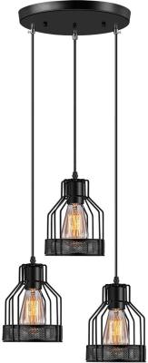 China Industrial Vintage Pendant Lamps 3 X 40 W / Metal Caged Vintage Hanging Pendant  Fixture for sale