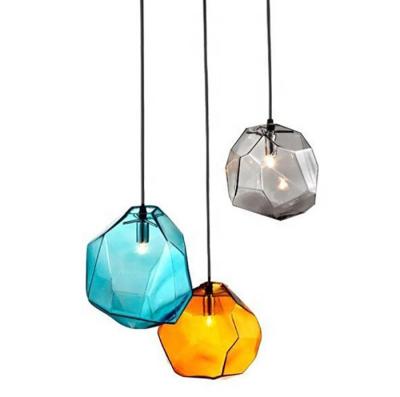 China Stone Shape Glass Pendant Light / Modern Irregularity Restaurant Hanging Lights for sale
