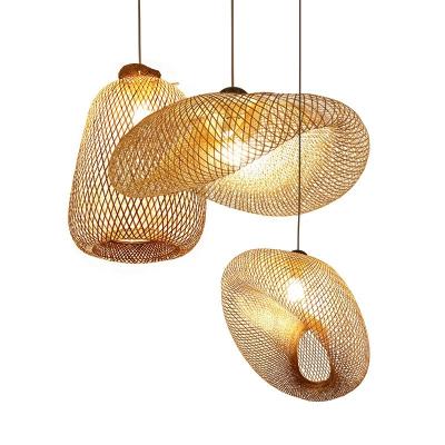 China Art Bamboo Rattan 40w Vintage Pendant Lamps For Living Room for sale