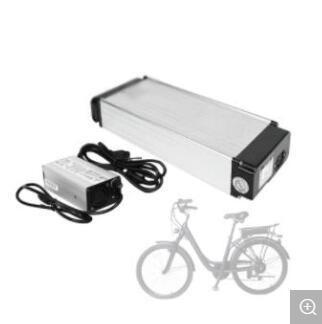 China 14.5Ah 36V Lithium Battery For Electric Bikes Silver Rear Rack Rechargeable for sale