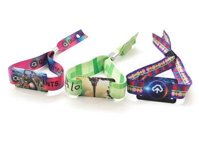 China Exhibition Music Adjustable one time use RFID NFC Woven Wristband Disposable Fabric Bracelets With NFC for sale