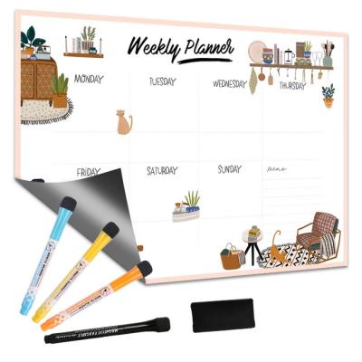 China Soft Whiteboard Magnetic Calendar Planner A4 A3 Dry Erase Weekly Planner for sale