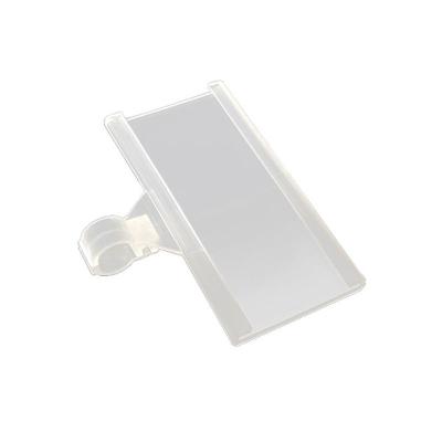 China Etiquetas de suporte de etiqueta de prateleira de arame de plástico transparente 75*35 mm ODM com fecho de pressão apertado à venda