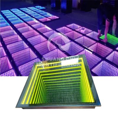 China Portable 3D Infinity LED Mirror Digital Tiles Dance Floor Light for Weddings and Parties for sale
