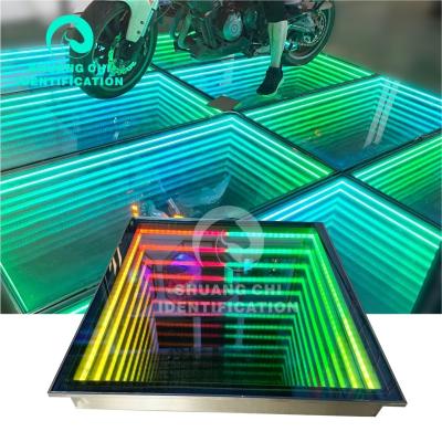 China Luxury Indoor Led Full Color Led Video Mirror Stage Light up Dancing Floor Tiles 10 Glass DC 12V IP67 for sale