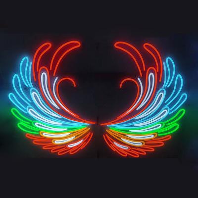 China Customized Size Discount LED Neon Sign for Happy Birthday Logo Wings Halloween Bar Sign for sale