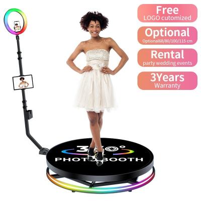 China LED 360 Photo Booth Rental Rotating Free Logo Selfie Prop for Weddings and Parties for sale