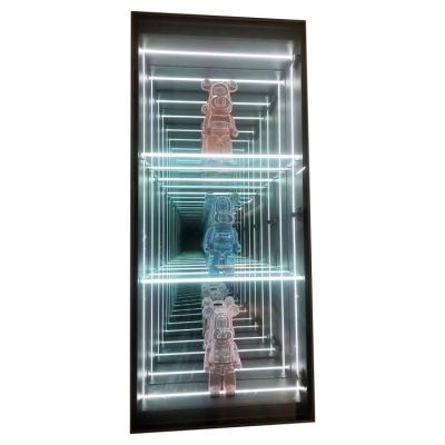 China 2024 Glass Jewelry 3D Infinity Mirror Display Case High Brightness LED Light Included for sale